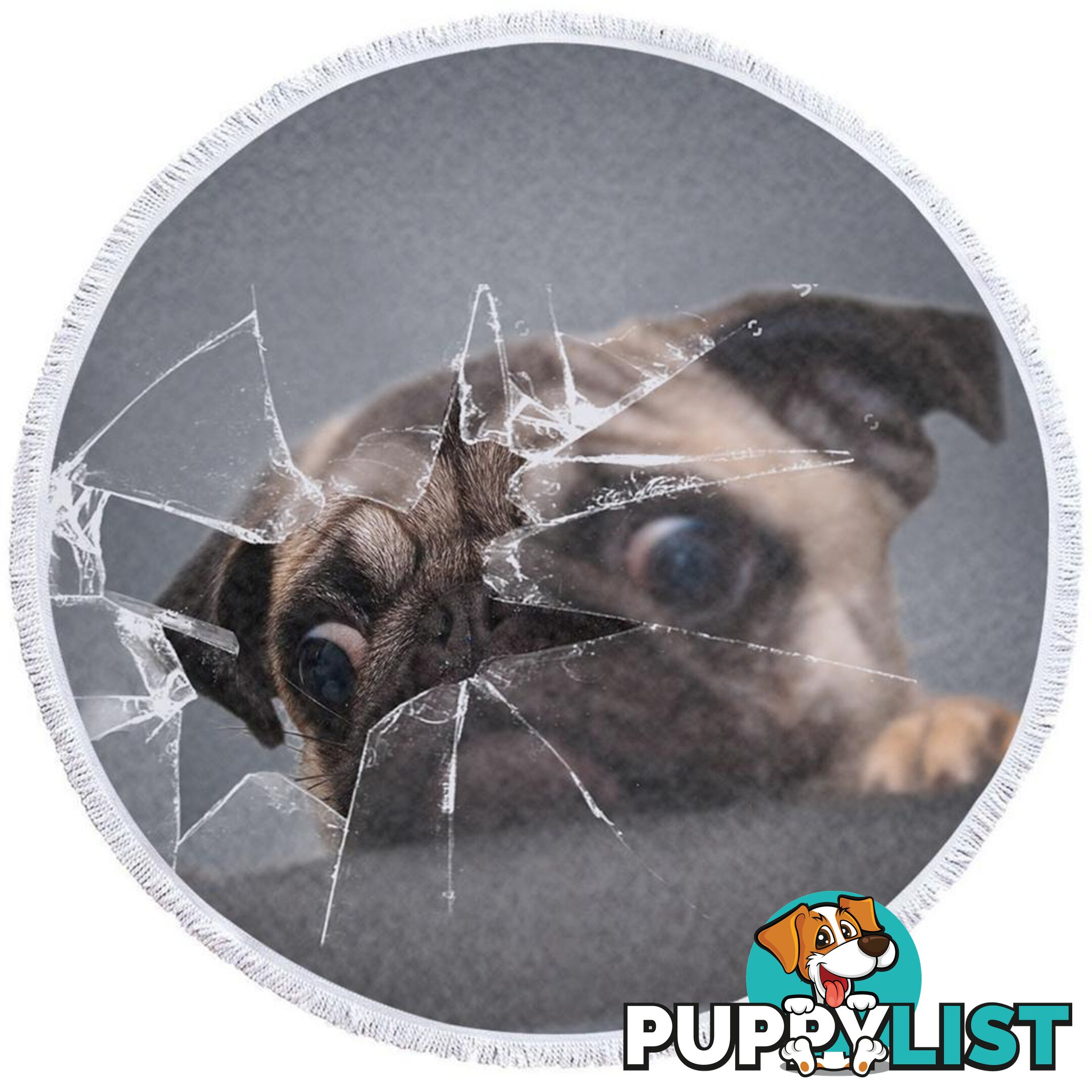 Scared Pug Puppy Beach Towel - Towel - 7427046316521