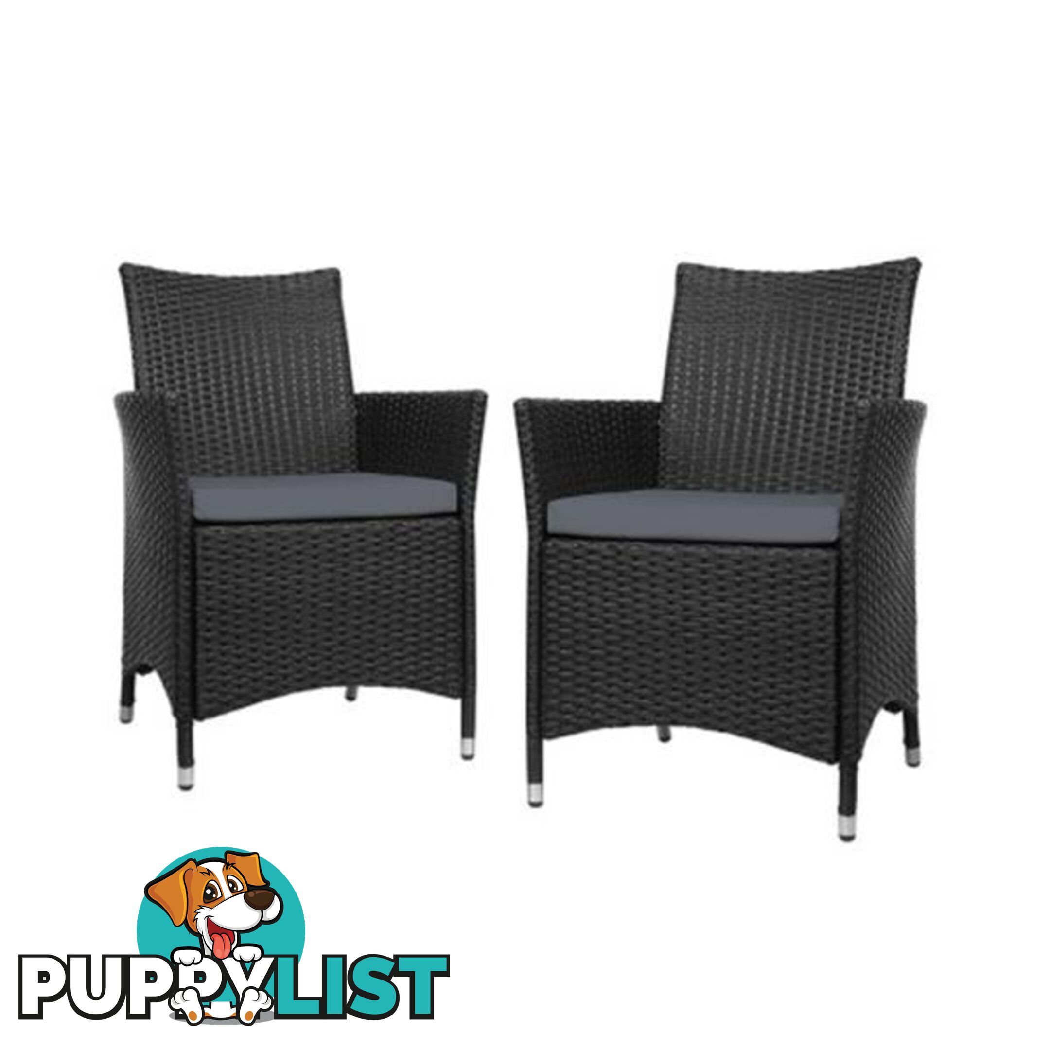 Outdoor Bistro Set Chairs Patio Dining Wicker Garden Cushion X2 - Gardeon - 9355720047233