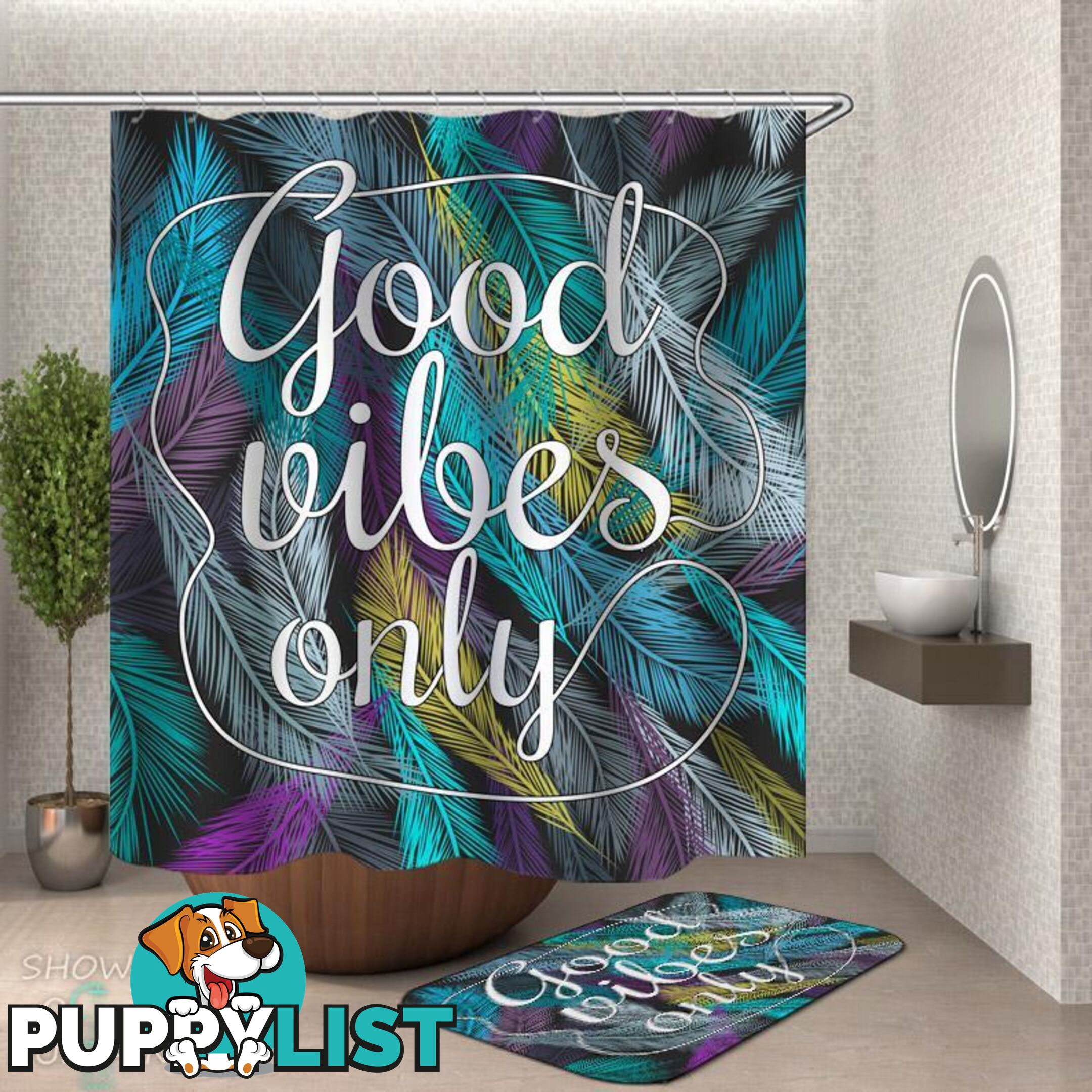 Good Vibes Only Feathers - Curtain - 7427046294560