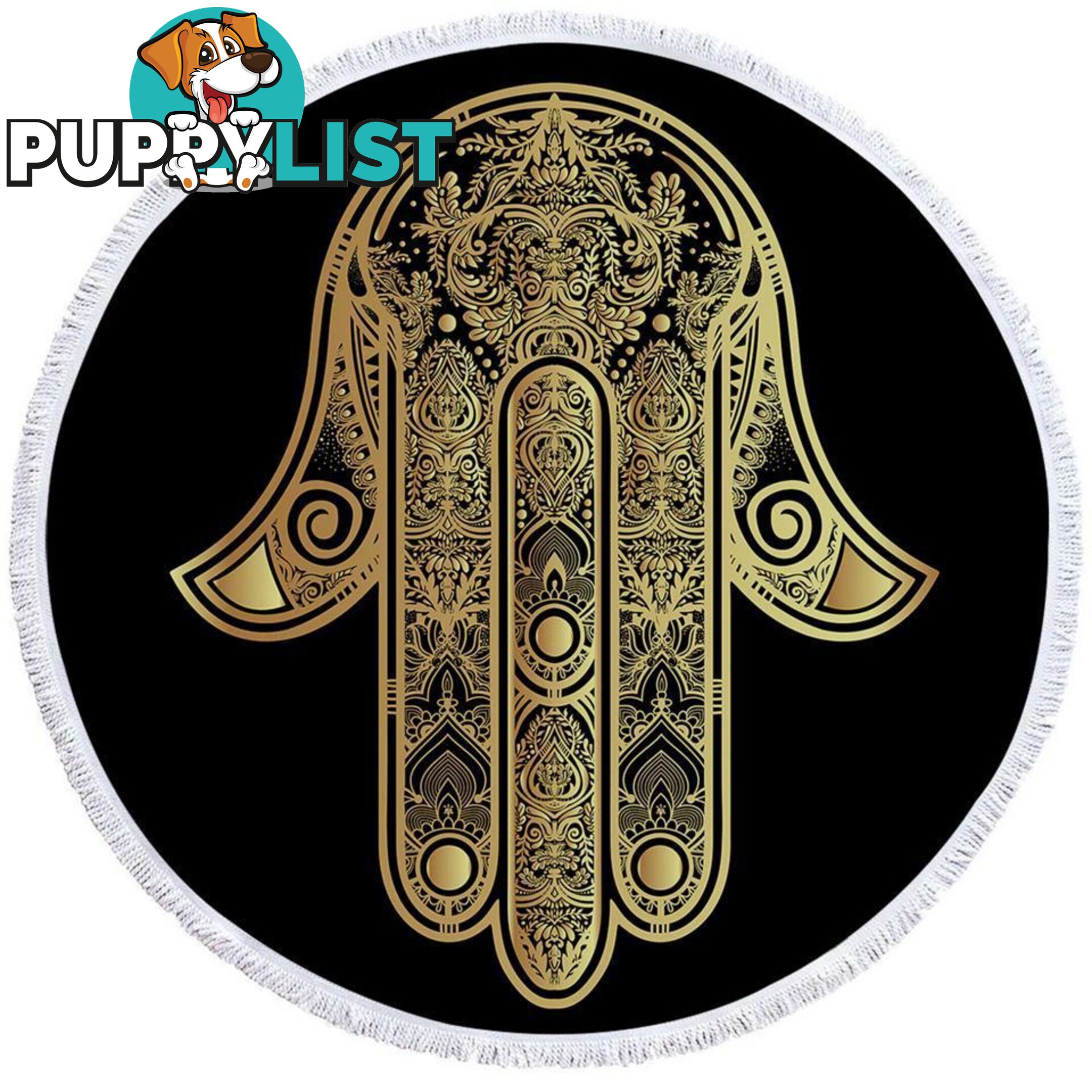 Gold Hamsa Hand Beach Towel - Towel - 7427046327312