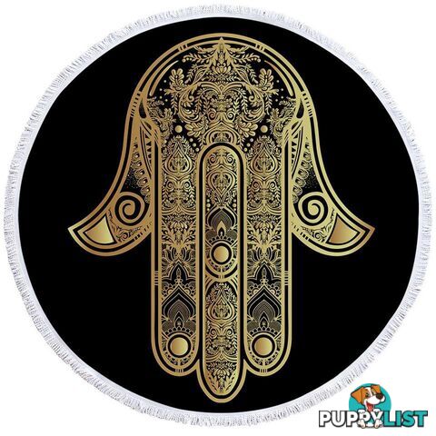 Gold Hamsa Hand Beach Towel - Towel - 7427046327312