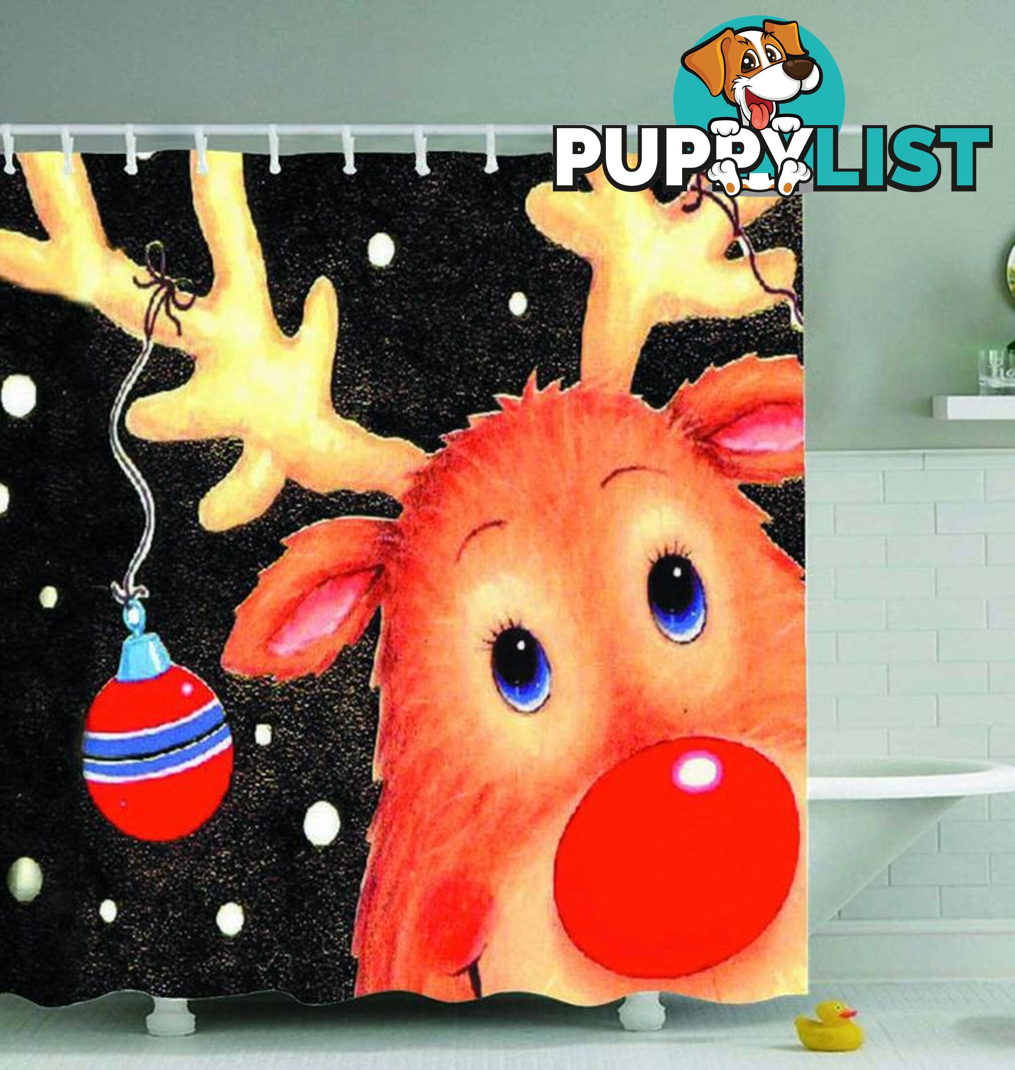 Reindeer Drawing Shower Curtain - Curtains - 7427046062626