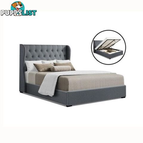 Artiss Queen Size Gas Lift Bed Frame Base With Storage Mattress Grey - Artiss - 7427046173971