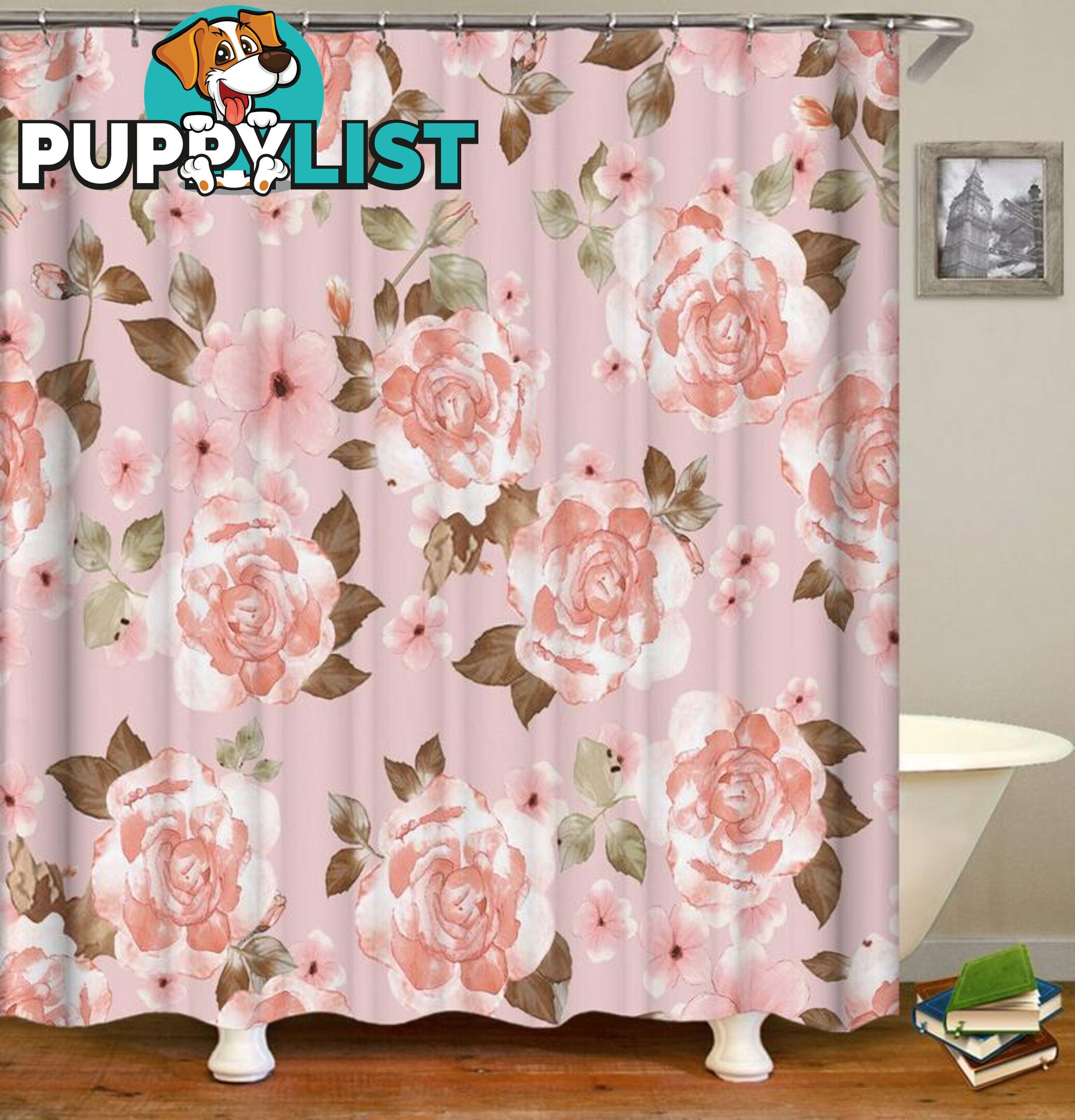 Classic Pinkish Flowers Shower Curtain - Curtain - 7427045972544