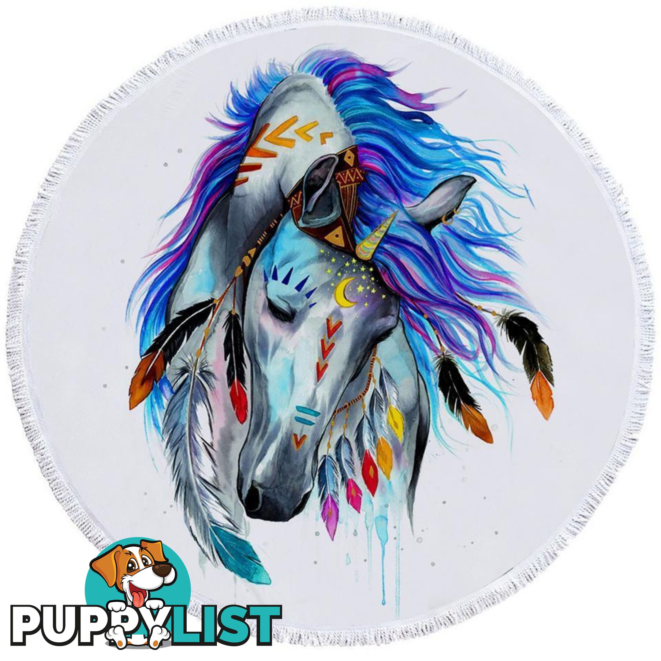 Native American Horse Beach Towel - Towel - 7427046331791