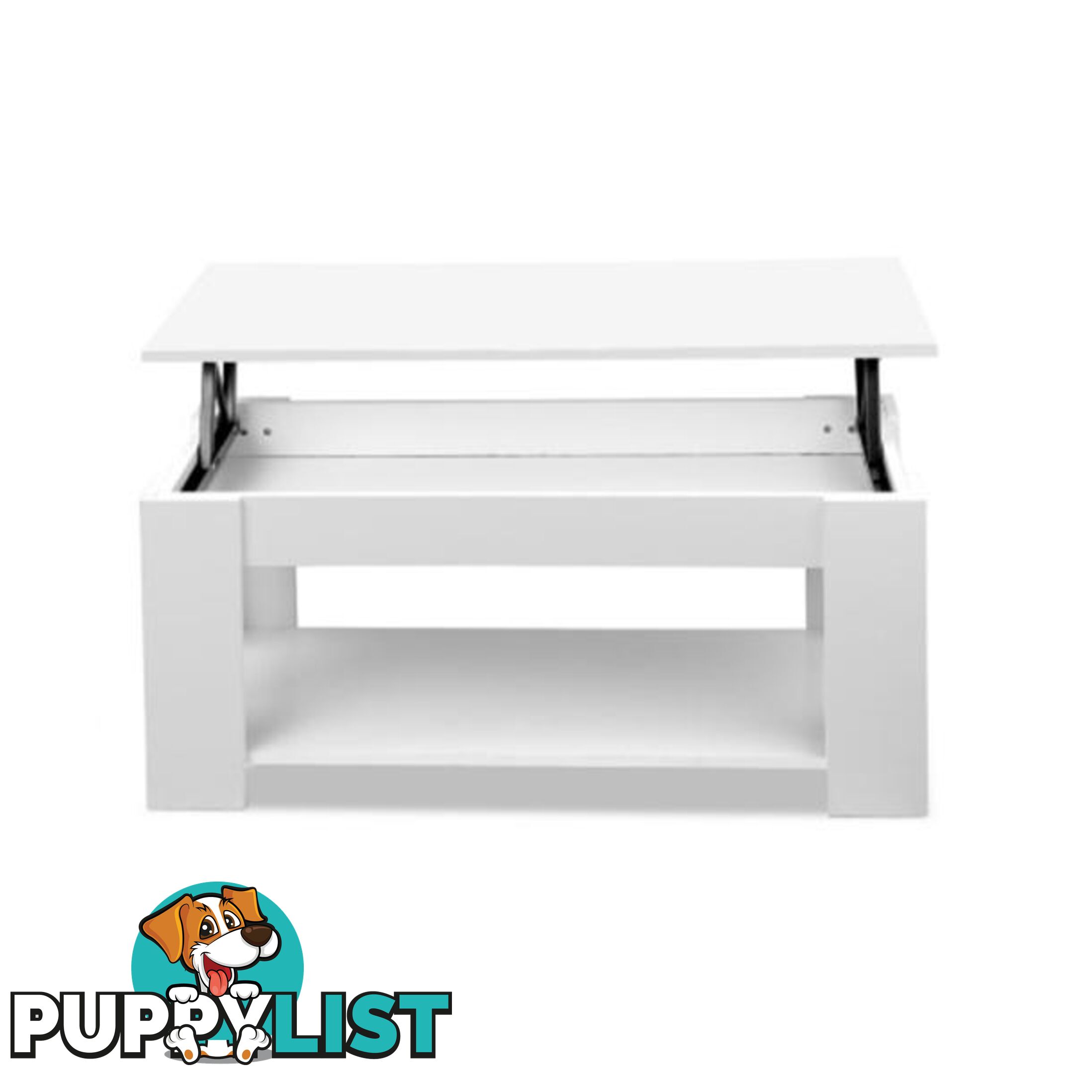 Lift Up Top Mechanical Coffee Table - White - Artiss - 9350062144978