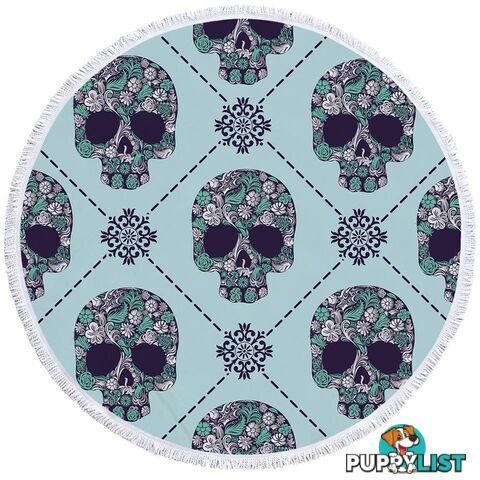 Turquoise Skulls Beach Towel - Towel - 7427046319799