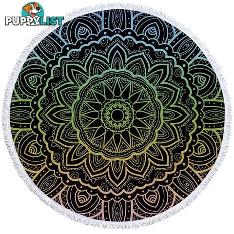 Mandala Over Black Beach Towel - Towel - 7427046321549