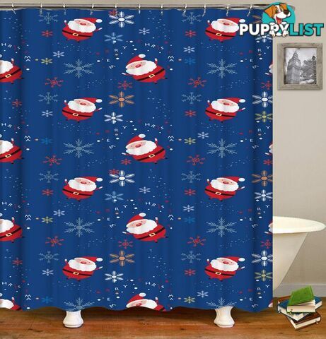 Santa And Snow Pattern Shower Curtain - Curtain - 7427046000482