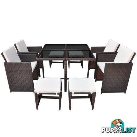 Outdoor Poly Rattan Dining Set (21 Pcs) - Brown - Unbranded - 4326500417824