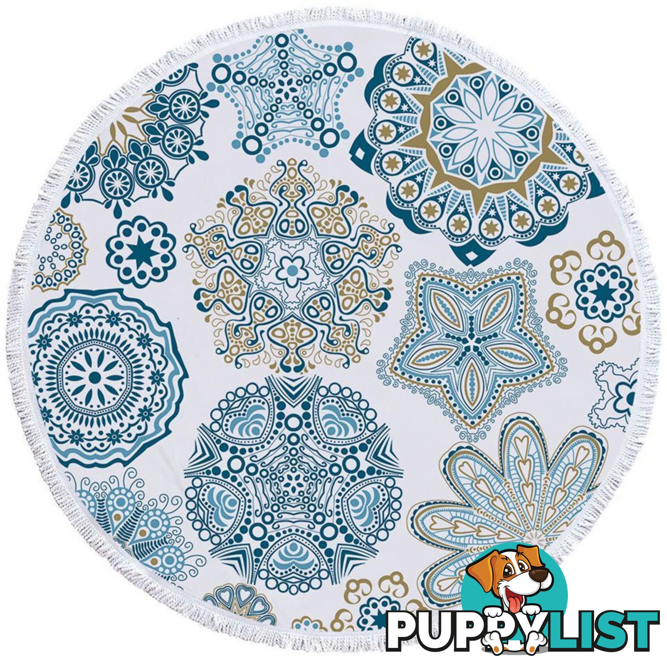 Teal Blue and Turquoise Mandalas Beach Towel - Towel - 7427046306911