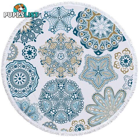 Teal Blue and Turquoise Mandalas Beach Towel - Towel - 7427046306911