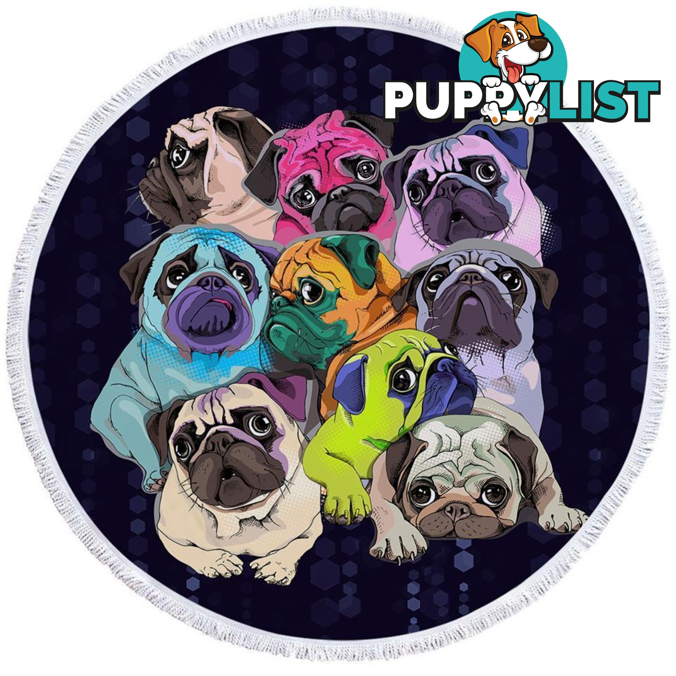 Adorable Pugs Beach Towel - Towel - 7427046310079