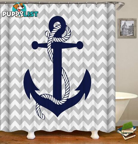 Anchor Wavy Background Shower Curtain - Curtain - 7427045904095