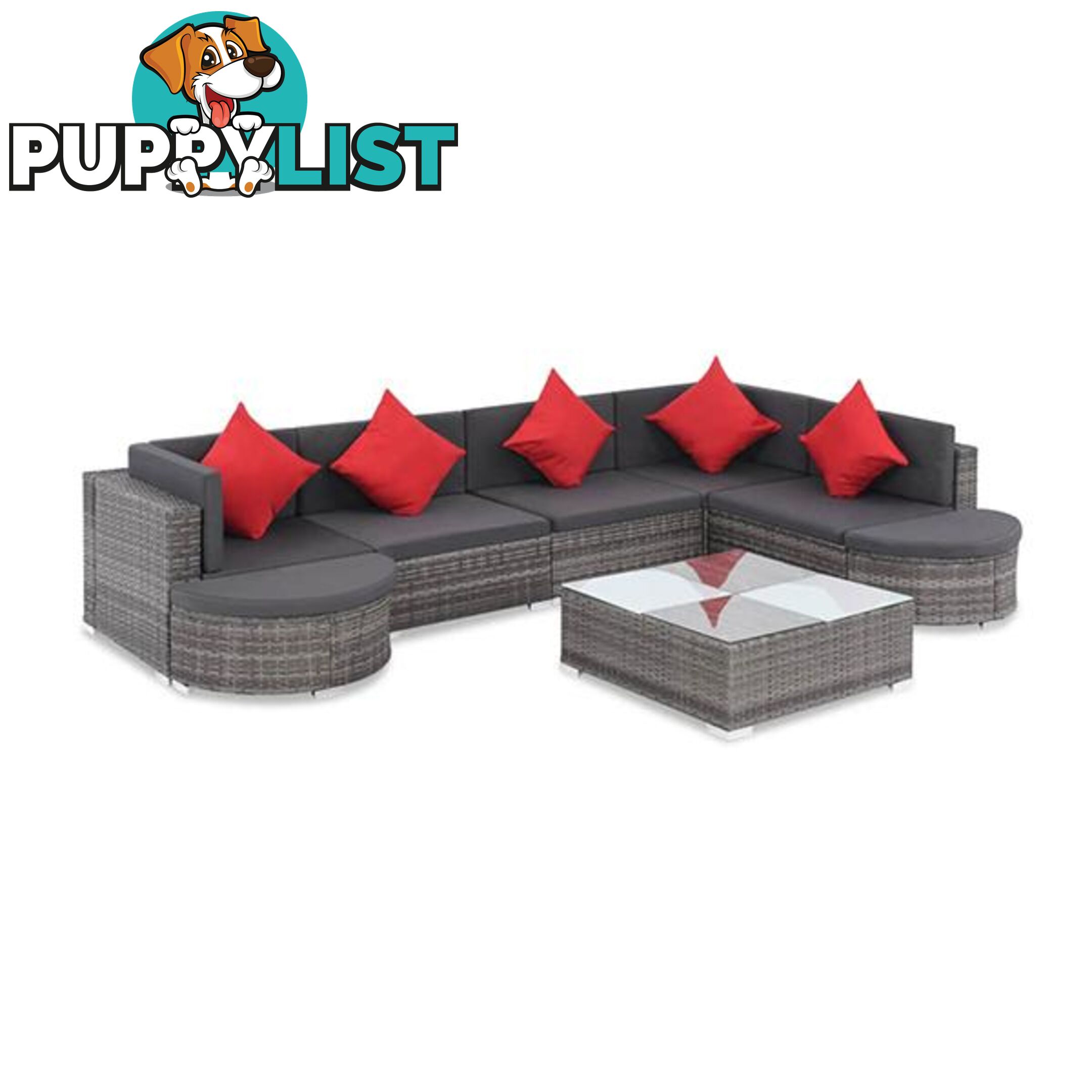 8 Piece Garden Lounge Set With Cushions Poly Rattan Grey - Unbranded - 7427046256872