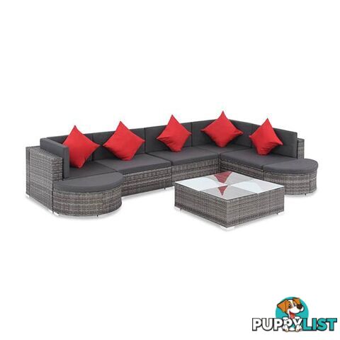 8 Piece Garden Lounge Set With Cushions Poly Rattan Grey - Unbranded - 7427046256872