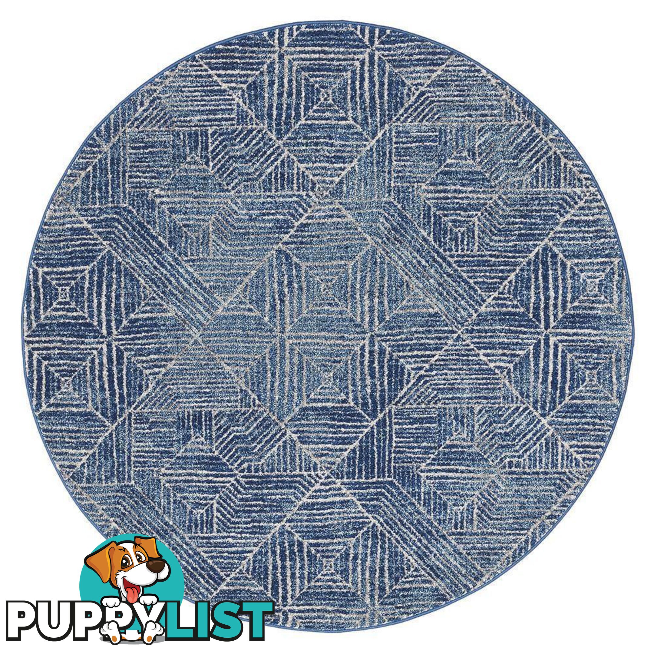 Oasis Kenza Contemporary Navy Round Rug - Unbranded - 9375321846769