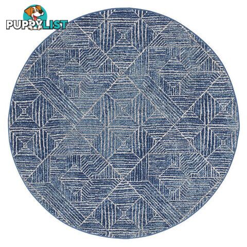 Oasis Kenza Contemporary Navy Round Rug - Unbranded - 9375321846769