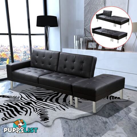 Black Artificial Leather Sofa Bed - Unbranded - 4326500437679