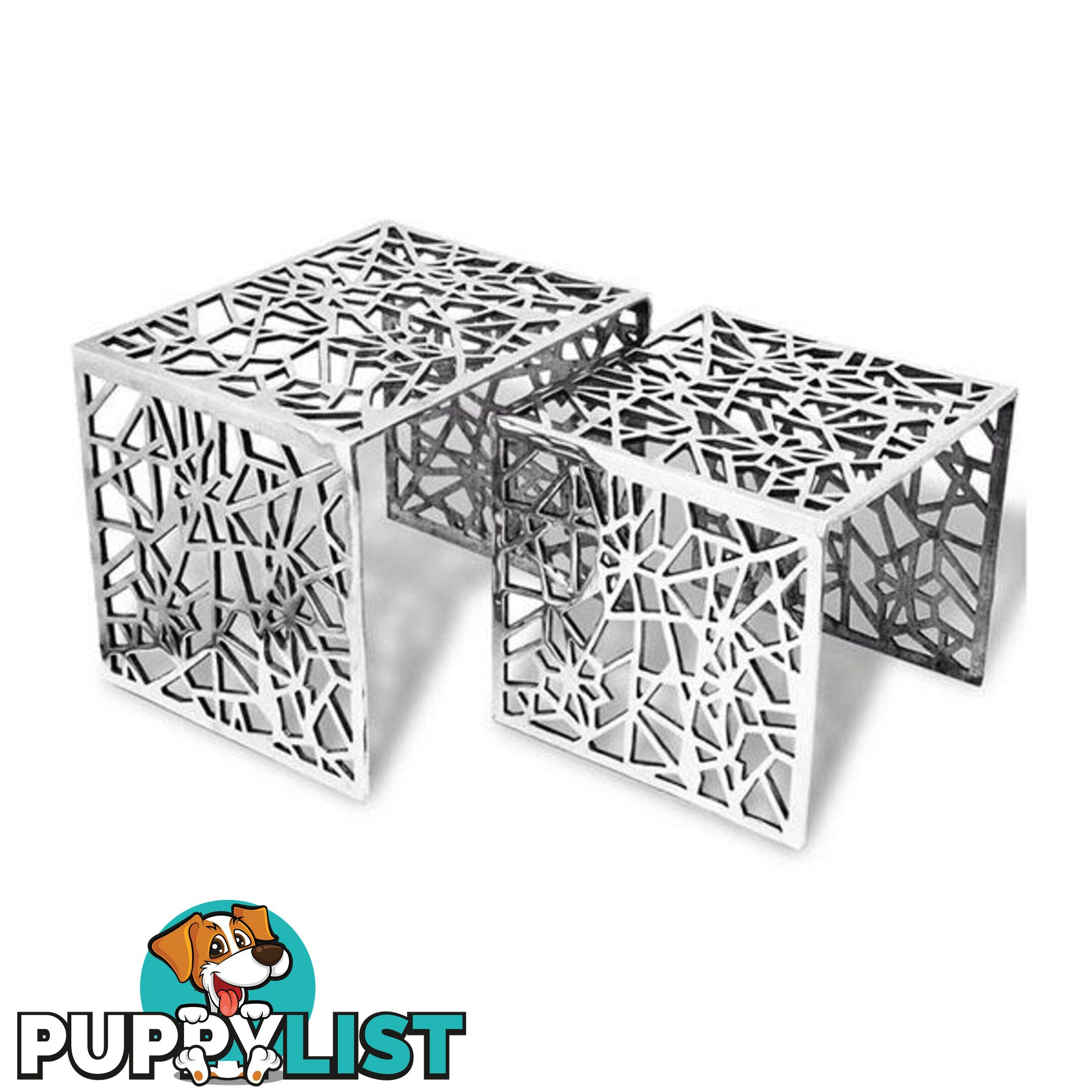 Two Piece Side Tables Square Aluminium Silver - Unbranded - 8718475999430