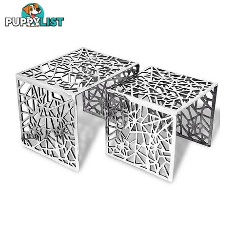 Two Piece Side Tables Square Aluminium Silver - Unbranded - 8718475999430