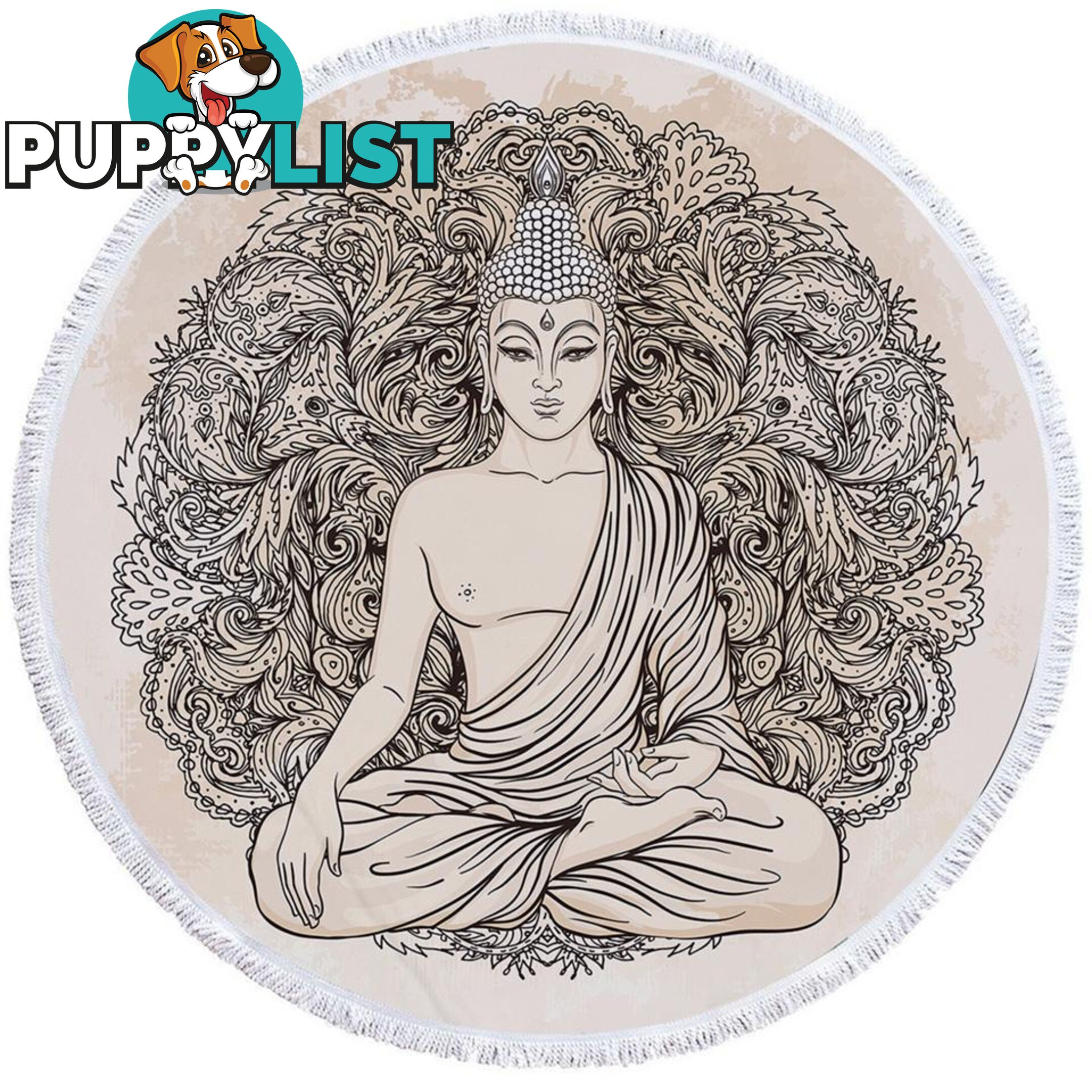 Drawing of Buddha Beach Towel - Towel - 7427046317641