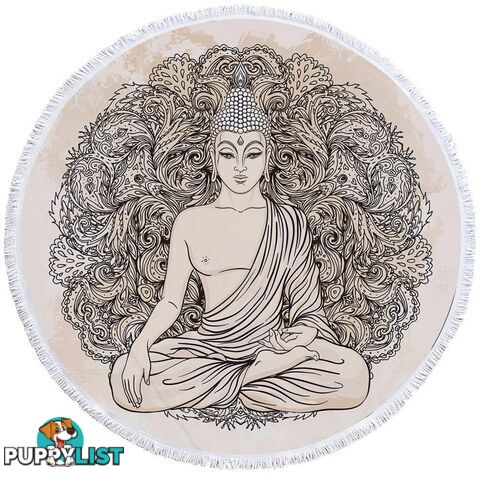 Drawing of Buddha Beach Towel - Towel - 7427046317641