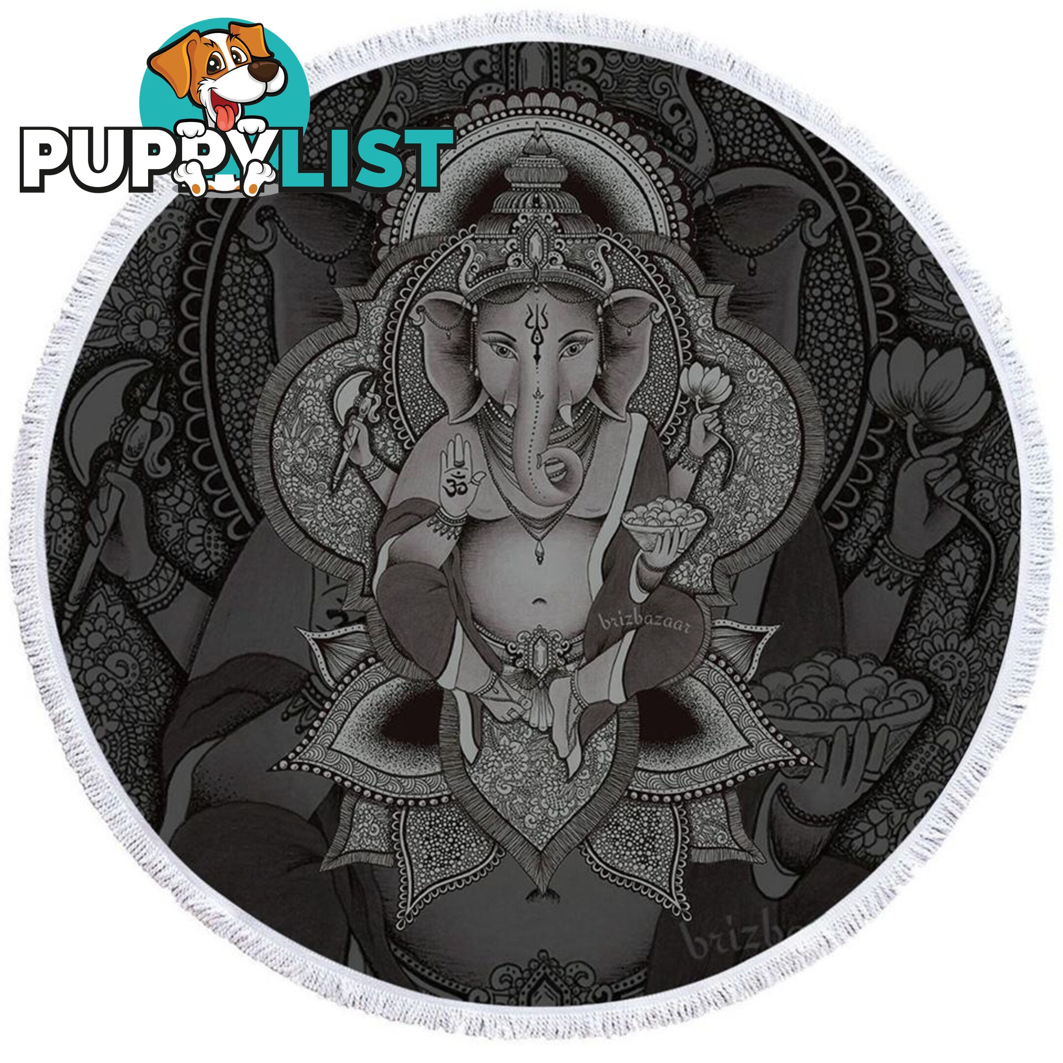 Grey Ganesh Beach Towel - Towel - 7427046325097