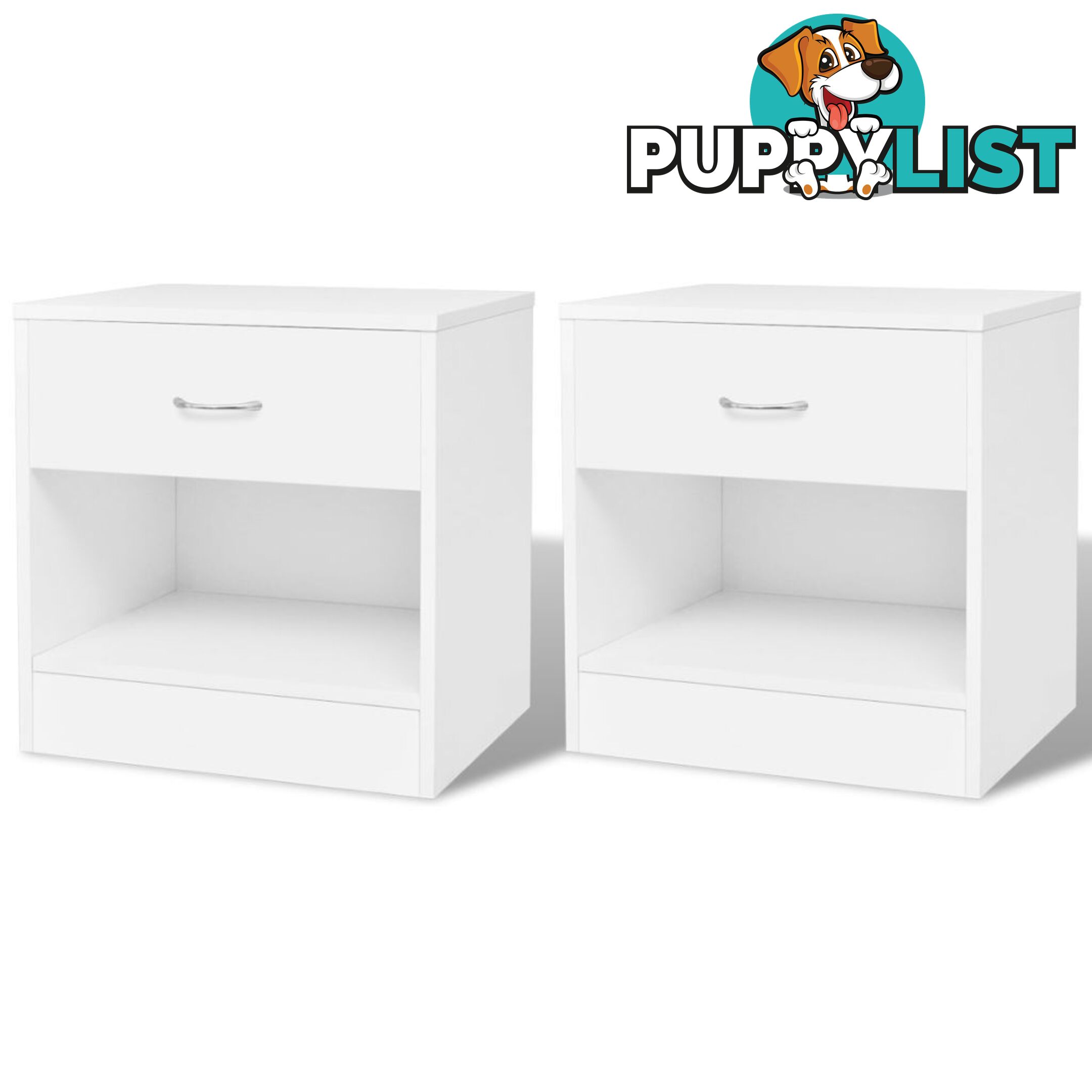 Bedside Cabinets With Drawer (2 Pcs) - White - Unbranded - 4326500435064