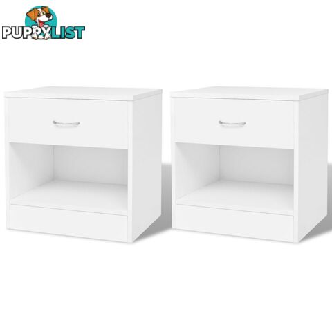 Bedside Cabinets With Drawer (2 Pcs) - White - Unbranded - 4326500435064