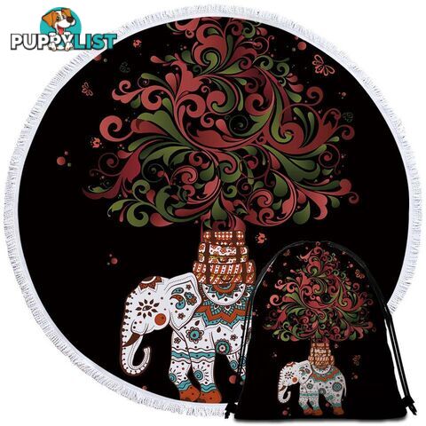 Red and Green Ornaments Indian Elephant Beach Towel - Towel - 7427046326643