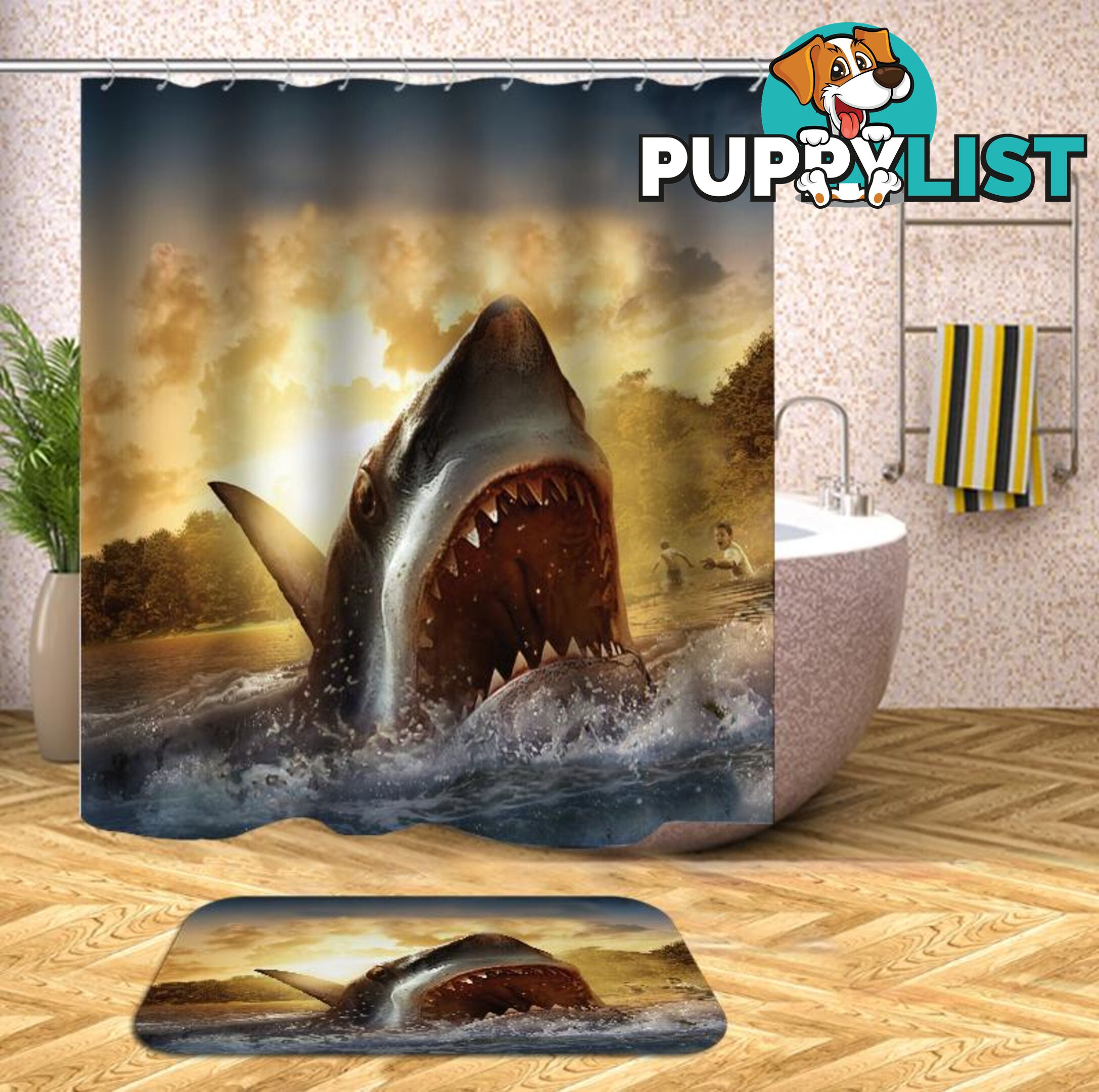 Horrifying Shark Shower Curtain - Curtain - 7427046015707