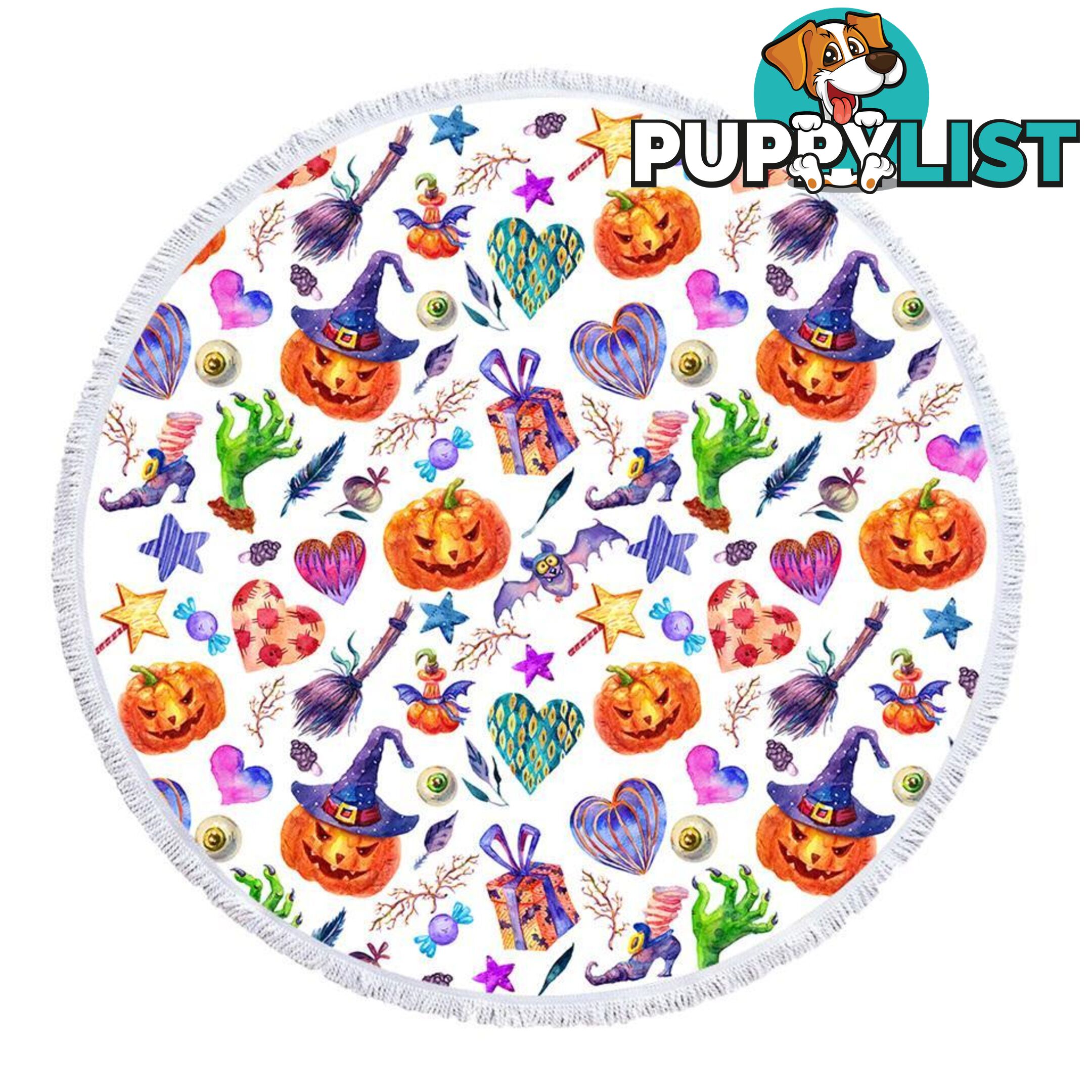 Colorful Halloween Pattern Beach Towel - Towel - 7427046342261