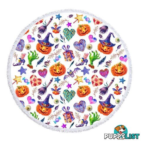 Colorful Halloween Pattern Beach Towel - Towel - 7427046342261