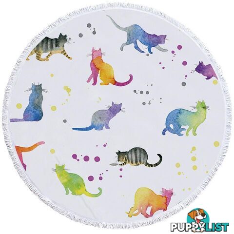 Colorful Water colored Cats Beach Towel - Towel - 7427046307062