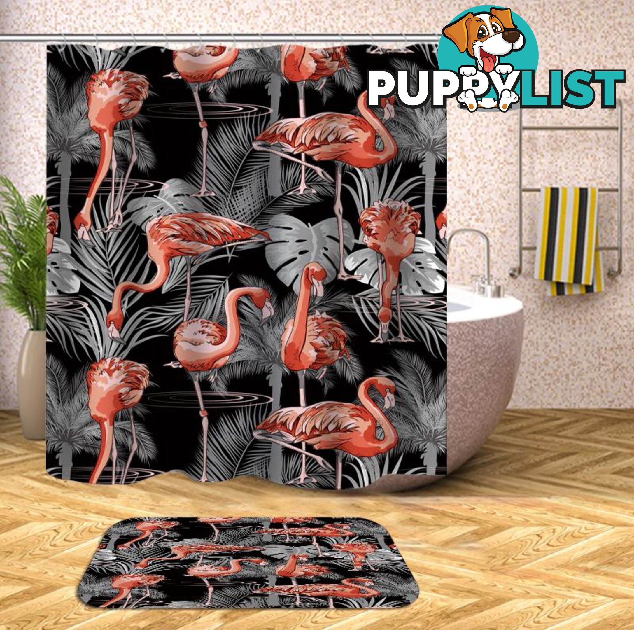 Flamingos In The Dark Shower Curtain - Curtain - 7427046087841