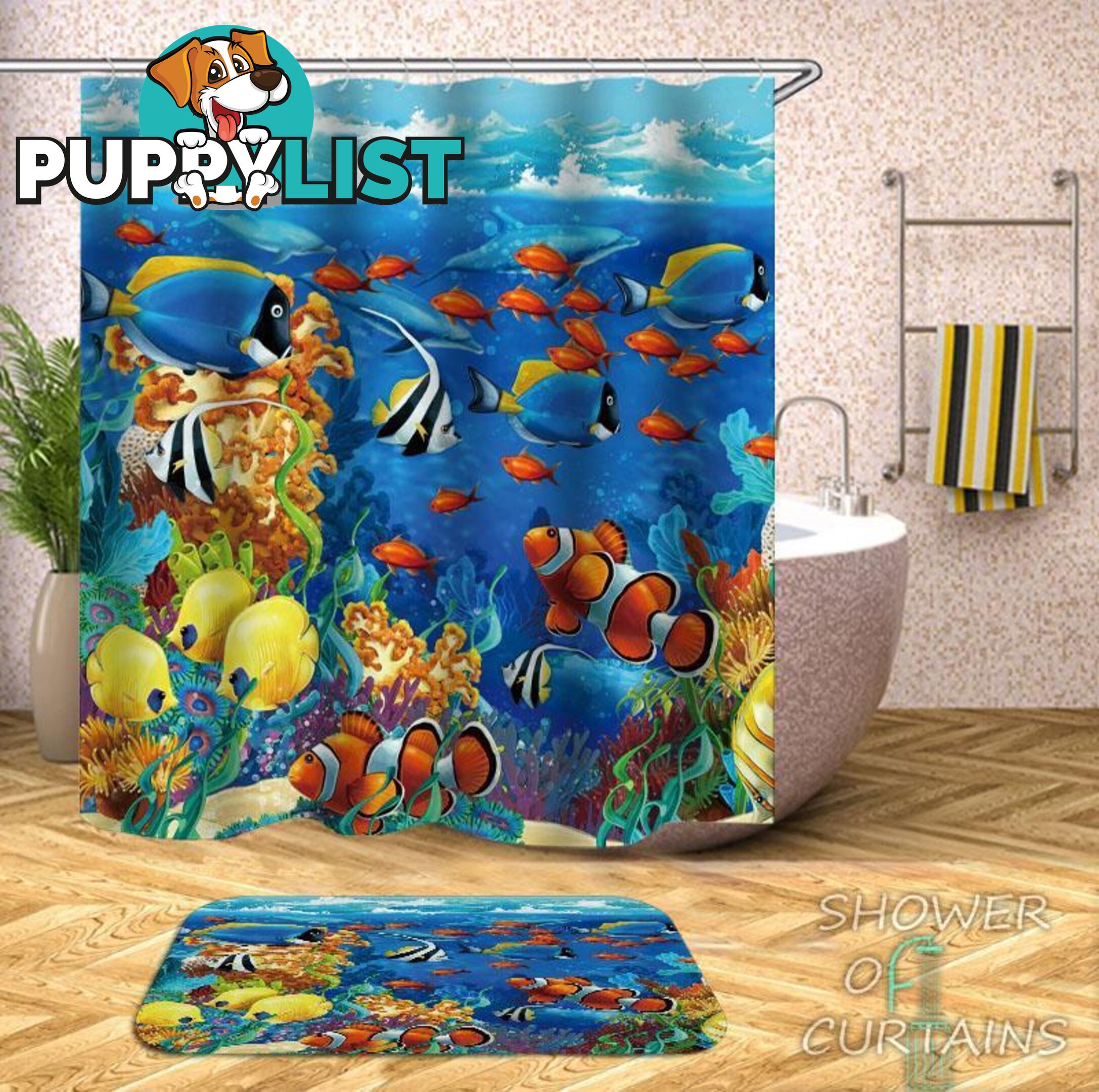 Multi Colored Oceanâs Life Shower Curtain - Curtain - 7427046286541