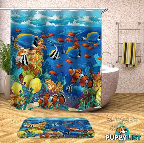 Multi Colored Oceanâs Life Shower Curtain - Curtain - 7427046286541