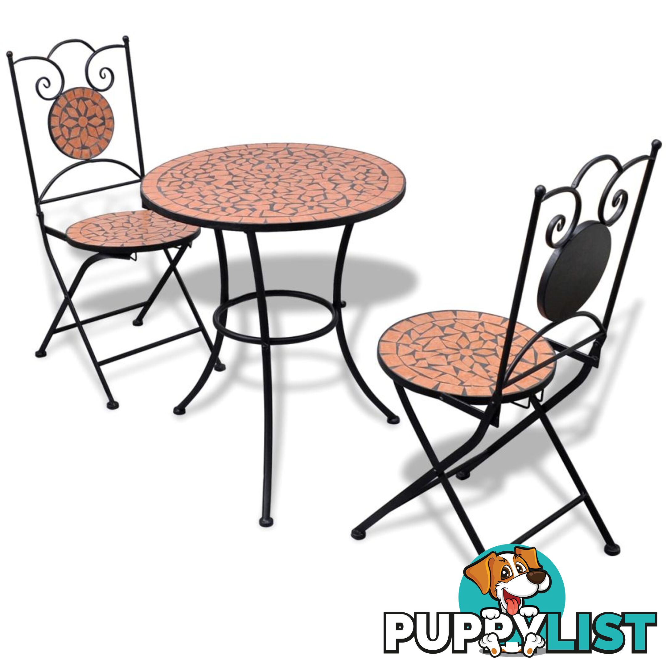 Mosaic Bistro Table with 2 Chairs - Terracotta - Unbranded - 4326500438362