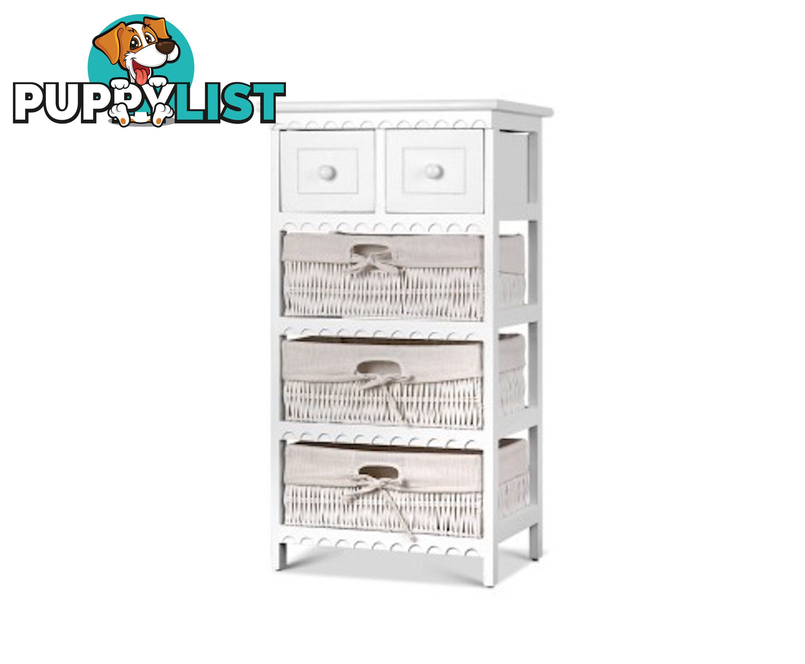 3 Basket Storage Drawers White - Artiss - 9350062156520