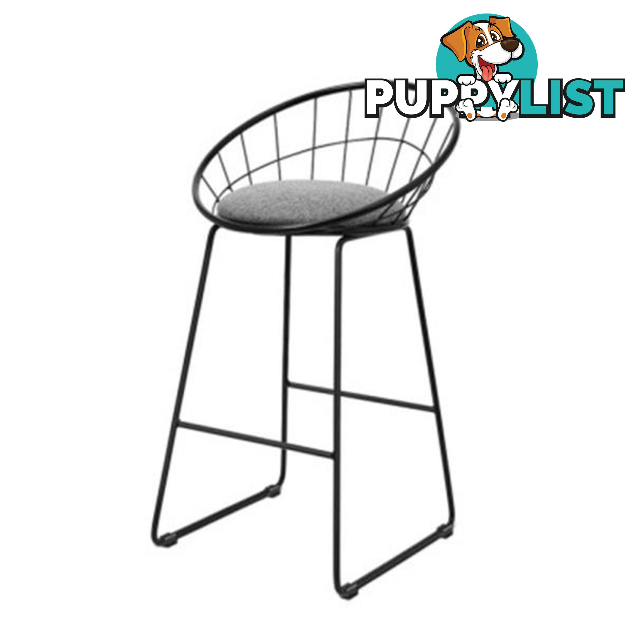 Artiss 2X Nordic Bar Stools Metallic Stool Kitchen Fabric Grey Black - Artiss - 7427046173759
