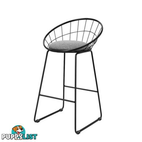 Artiss 2X Nordic Bar Stools Metallic Stool Kitchen Fabric Grey Black - Artiss - 7427046173759