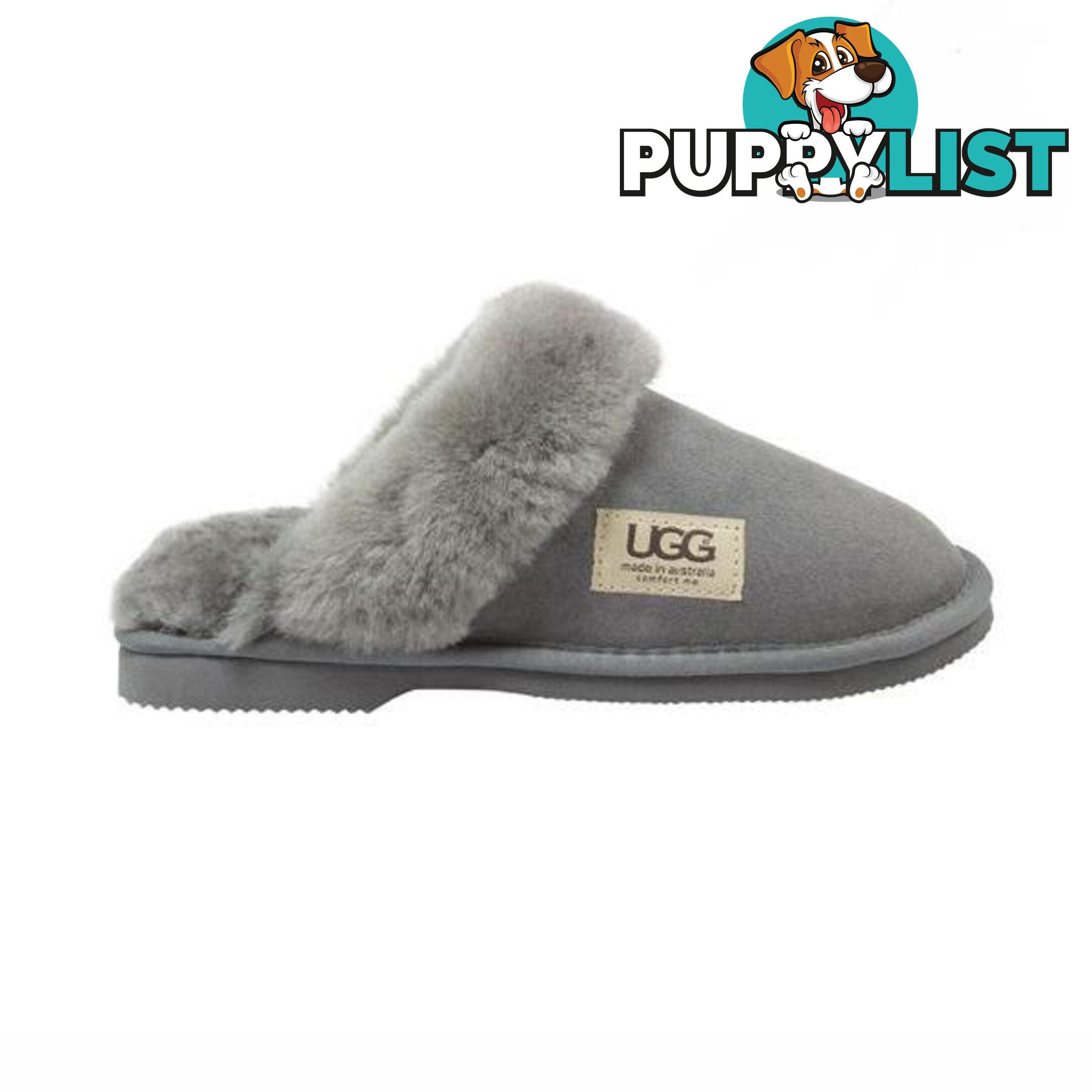 UGG Merino Sheepskin Fur Trim Scuff Memory Foam Grey - UGG - 822427523906