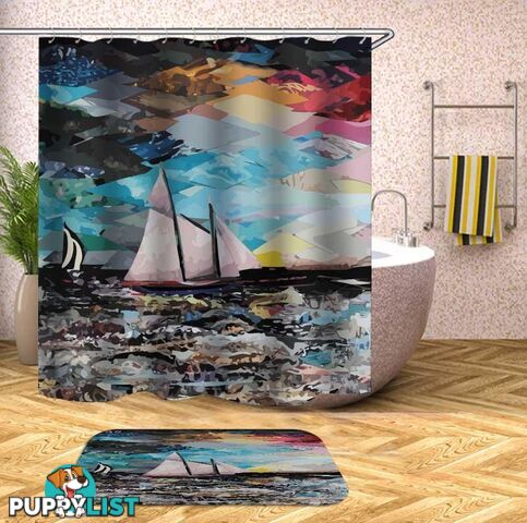 Art Painting Sailboat Shower Curtain - Curtain - 7427046051392