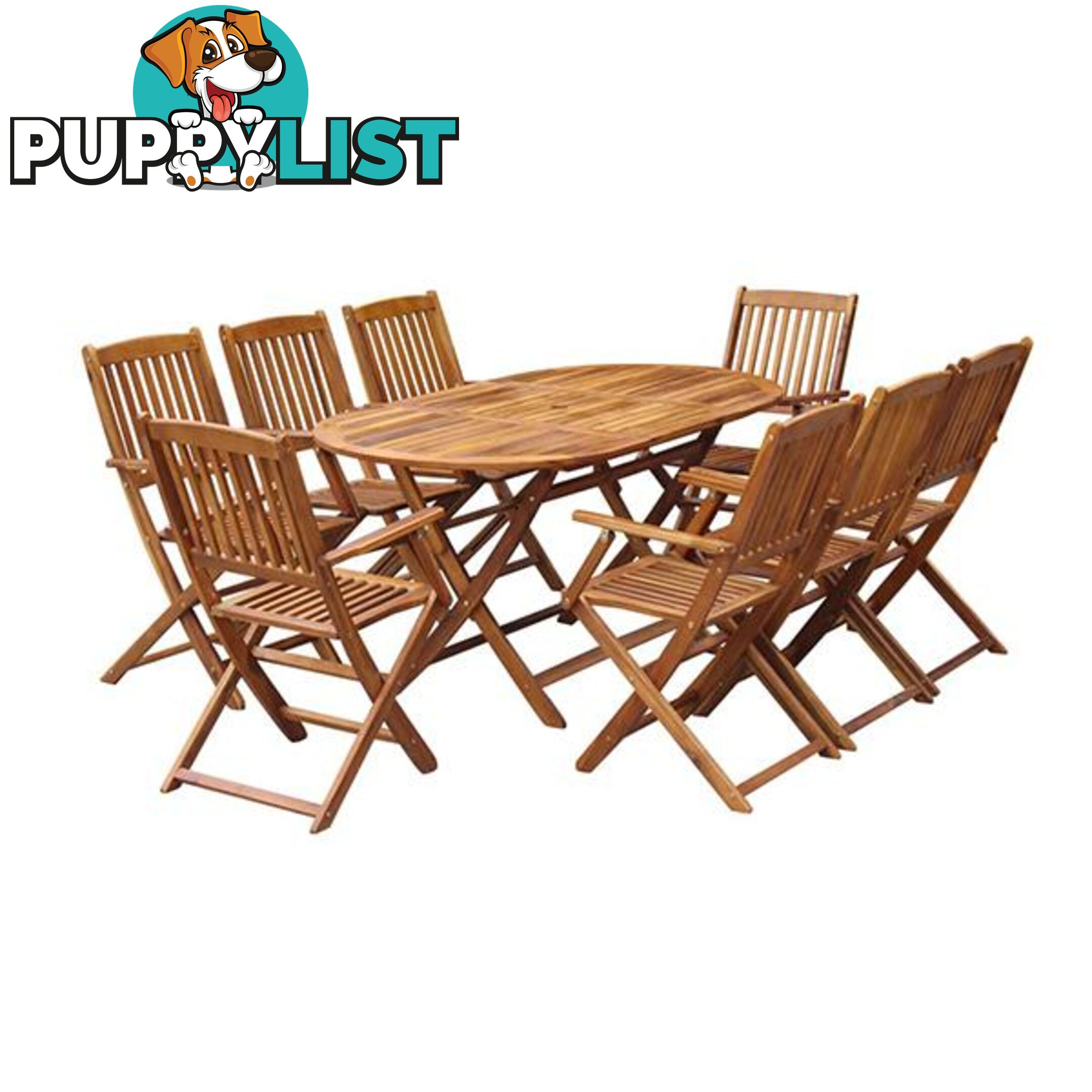 Outdoor Dining Set 9 Pieces Solid Acacia Wood - Dining Set - 7427005878626