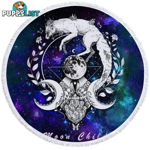 Space Background Moon Child Wolf Beach Towel - Towel - 7427046315395