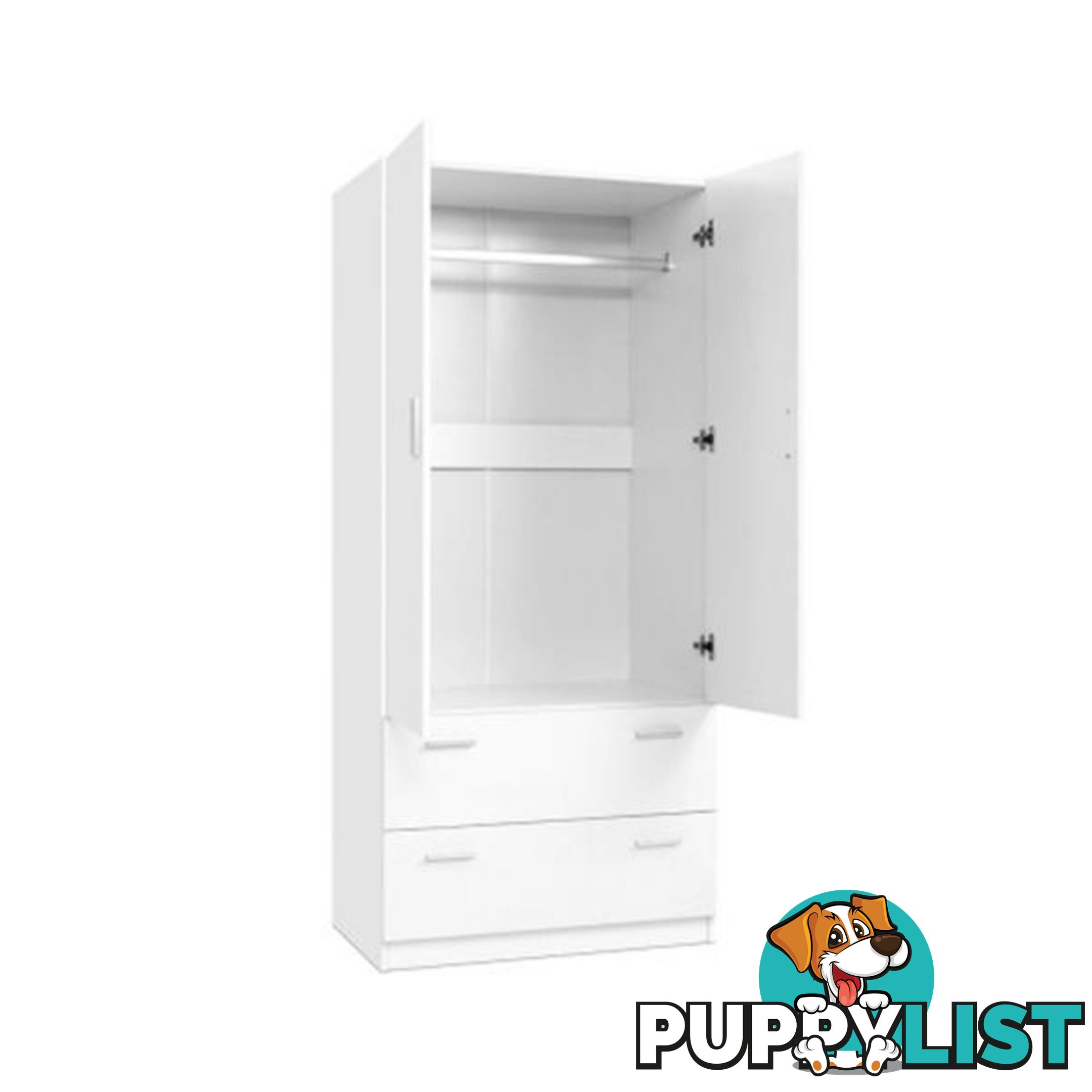 2 Doors Wardrobe Bedroom Closet Storage Organizer Armoire 180 Cm White - Artiss - 9355720018967