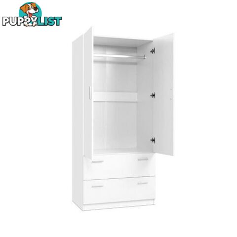 2 Doors Wardrobe Bedroom Closet Storage Organizer Armoire 180 Cm White - Artiss - 9355720018967