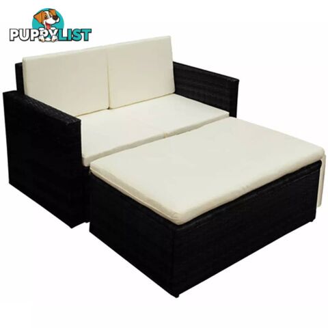 Garden Sofa Set Seven Pieces Poly Rattan Black - Unbranded - 7427046368919