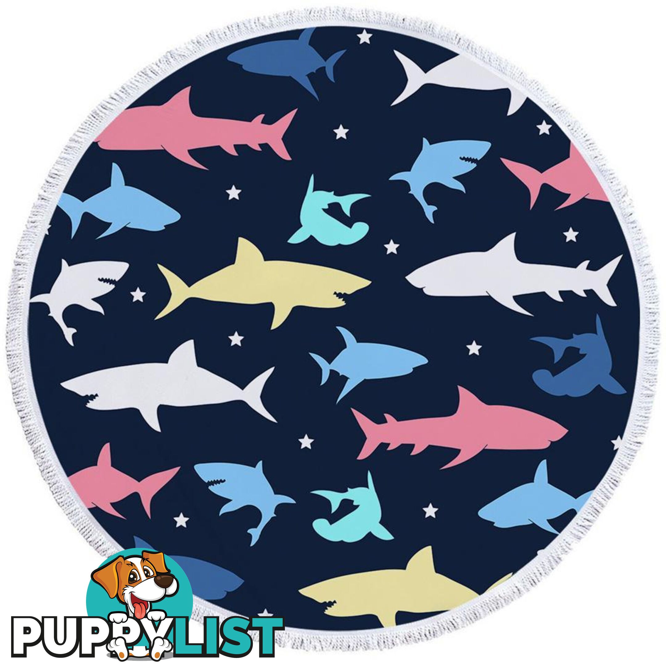 Multi Colored Sharks Beach Towel - Towel - 7427046304696